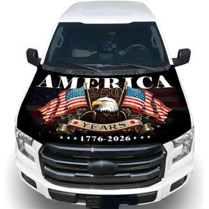 American Car Hood Cover - 59x51 American Car Hood Cover Flag Bonnet Banner with 2 Adjustable Triangular Fasteners, Universal Fit for Trucks, SUV, Patriotic Car America Flag Decor