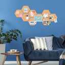 10 Pack Cork Bulletin Board Hexagon - Decorative Display Boards, 1/2" Thick Self-Adhesive Cork Board Tiles for Home Office Decor, School Message Board (10 Pcs)