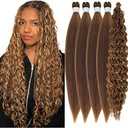 Ash Honey Brown Braiding Hair Pre stretched Hypoallergenic ez braid Pre stretched Braiding Hair Extensions for Knotless Braids Synthetic Crochet Braids, 2