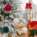 25pcs Velvet Christmas Ornaments Set, 3.15 Inch 12 Christmas Tree Balls, 12 Velvet Bows, 1 Eight Bell Jute Garland for Family Holiday Wreaths Gift Wrapping Hanging Decoration