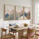Framed Neutral Abstract Mountain Wall Art for Living Room, 3 Piece Large Landscape Print Canvas Artwork for Walls, Boho Modern Minimalist Paintings for Bedroom Dining Room Office Wall Decor, 24x36 In, 24" W x 36" H x 3Pcs