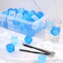 Reusable Ice Cube with Lid & Bin, 60 Pack Plastic Ice Cubes for Drinks BPA Free, Refreezable Square Ice Cubes for Water Bottles, Whiskey, Vodka, Coffee, Cocktails, Beer or Wine