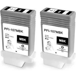 PFI-107MBK Ink Cartridge 6704B001AA PFI 107 Ink Tank Compatible for Canon imagePROGRAF iPF670 iPF680 iPF685 iPF770 iPF780 iPF785 (2-Pack, Matte Black)