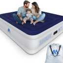 Inflatable Mattress, Width 50W, Length 55", White And Blue Colors