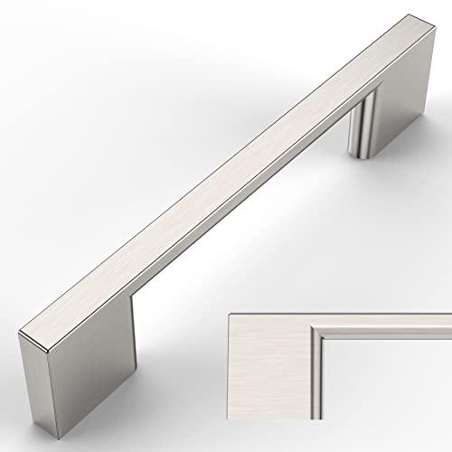 Amerdeco 9 Pack Brushed Satin Nickel Cabinet Pulls 3-3/4 Inch(96MM) Hole Centers Kitchen Cabinet Handles Cabinet Hardware Kitchen Handles for Cabinets Cupboard Handles Drawer Pulls ZH0060