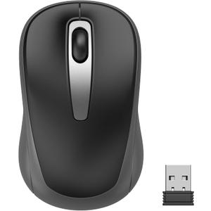 ACOZYKITTEN Wireless Mouse for Portable Computer, 2.4G Noiseless Mouse with USB Receiver, Ergonomics Cordless Optical Silent Mice for Windows PC, Tablet, Laptop, Mac- Gray & Black