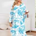 Plus Size Moo Moos for Women Oversized Sleep Shirts for Women Oversized Nightgown with Pocket Fit S-5XL (Blue Tie Dye)