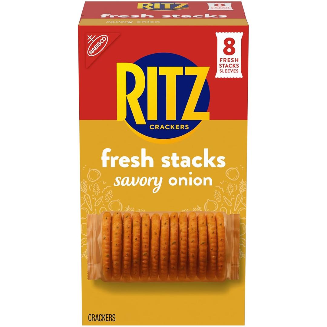RITZ Fresh Stacks Savory Onion Crackers, Travel Snacks, 11.5 oz (8 Multi Snack Packs)