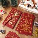 Whaline Merry Christmas Guest Paper Napkin Red Gold Foil 3 Ply Disposable Napkin Xmas Tree Dinner Hand Napkin Towel for Winter Party Supplies Table Decor, 80Pcs