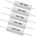 smseace 5pcs 25W 30ohm Ceramic Cement resistors 5% Tolerance Cement resistors Used in Computer, TV Set, Apparatus