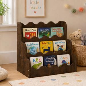 NACHES 3-Tier Montessori Kids Bookshelf Display Rack Small Rustic Brown