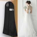 Garment Bag Wedding Dress Cover Protective Cover for Bridal Gowns Evening Dresses Suits Coats Breathable Anti-Dust Wedding Dress Garment Bag (72'' x 27.6'', Black)