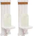 Homemory Wall Sconces Candle Holder Set of 2, Farmhouse Wooden Rustic Wall Decor for Living Room, Dining Room, Bedroom, Bathroom (White)