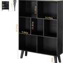 YAHARBO Black Bookshelf,3 Tier Modern Bookcase with Legs,Bookshelves Wood Storage Shelf, Open Book Shelves Cube Organizer,Freestanding Short Bookcases