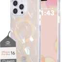 Cocomii - Rectangle Case Compatible with iPhone 16 Pro Max - Compatible with MagSafe, Real Mother of Pearl, Opalescent Seashell, Glossy, Magnetic Phone Case for iPhone 16 Pro Max 6.9 inch, Iridescent