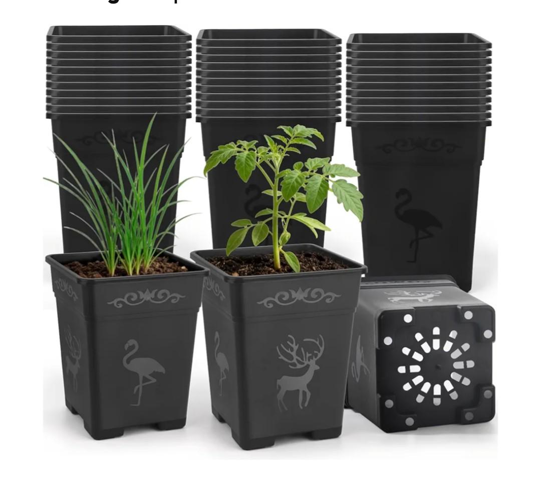 36 Pack 5.5 Inch Square Nursery Pots, Plastic Flower Pots with Drainage, Plant Pots for Plants, Reusable Planting Pots Planter for Seedlings, Transplanting & Indoor Use