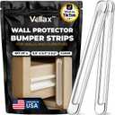 4 x 4 Clear Silicone Wall Protector Strips Self-Adhesive Door Slam Stoppers & Noise Dampening Bumpers for Cabinets, Car, Toilet Lids, Drawers, Shower 5.5" x 0.7" x 0.2" by Vellax
