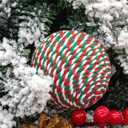 12PCS Burlap Christmas Ornaments, Rustic Jute Wrapped Balls 3.15", Snowflake Embroidered & Plaid Pattern Farmhouse Ornaments for Christmas Tree