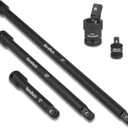 DURATECH 1/2" Impact Socket Extension Set, 5-Piece, Including Drive Impact Extension Bars(5", 10" and 15"), Swivel Universal Joints and 1/2"- 3/8" Drive Adapter, CR-V Steel