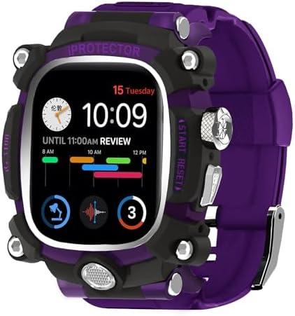 Watch Case for Apple Watch Ultra 1/2 49mm, Cool Men Sport Bands Rugged Case Silicon Strap for Watch Full Protective Cover, Novelty Designed for Apple Watch Case with Band Case Gifts for Men