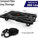 Furniture Dolly, 2 Pack Large Moving Dolly, 22.4in*15.8in with 880Lbs Capacity of 120in Rope, Heavy Duty Furniture Movers Wheels, Portable and Connectable Dollies with Wheels, Black