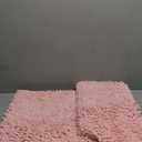 ACCUMTEK Striped Pink Toilet Bathroom Rug Mat Set 2 Piece Rug Ultra Soft, Non Slip Chenille Bath Rugs, Absorbent Plush Shaggy Bath Mats for Bathroom, Bedroom, Kitchen, Shower, Tub