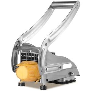 REDANT Professional French Fry Cutter - Stainless Steel Potato Slicer with 2 Blades (1/2 and 1/3 Inch) and Non-Slip Suction Feet for Homemade French Fries, Chips & Sweet Potatoes (Silver, 1PCS)