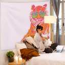 ignytiger Orange Tiger Wall Tapestry, Trendy Preppy Room Decor Tapestry Wall Hanging for Teen Girls Bedroom Dorm Apartment, Girly Room Decor, Preppy Gifts for Women, 50x60 Inch