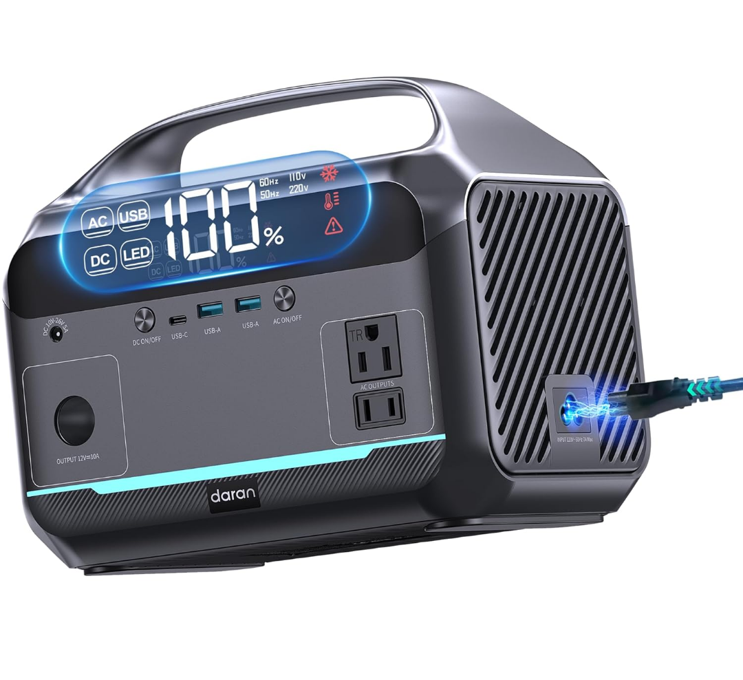 Portable Power Station 300W, 299 Wh (93600mAh) LFP Battery Solar Generator, 2hrs Fast Charging, 8.7LB Power Bank with AC Outlets for Outdoor Camping, RV & Home Emergency (Solar Optional)
