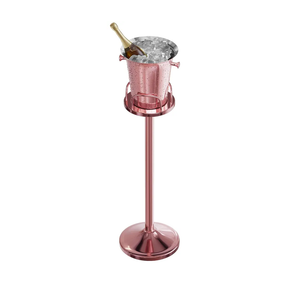 Ice Bucket with Stand Standing Champagne bucket for Party Stainless Steel Wine Bucket Wine Cooler with Stand 5L Wine Chiller for Bar Ktv Weding (rose gold)