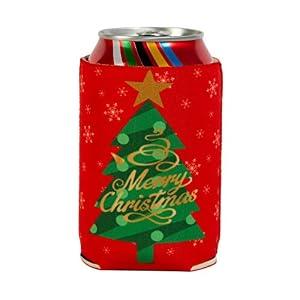 2 x 12 Pack Christmas Can Coolers Sleeves, Insulated Neoprene Standard Can Covers for Beer, Soda & Drinks, Holiday Party Decorations, Non-Slip Drink Holders for Christmas, New Year (Red)