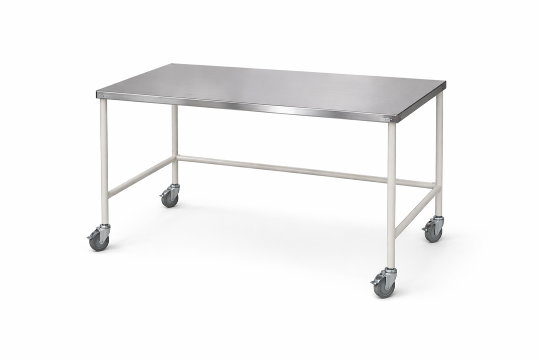EnduraSteel Stainless Steel Mobile Prep Table with Powdrr-Coated Mild Steel Frame 6 ft x3'9 ft