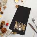 Christmas Snowman Gifts Kitchen Towels, Black and Gold Xmas Tea Dish Towels for Kitchen Bar Decor, Christmas Snowamn Hand Towels for Bathroom Washroom Decor, 16x24 Inch
