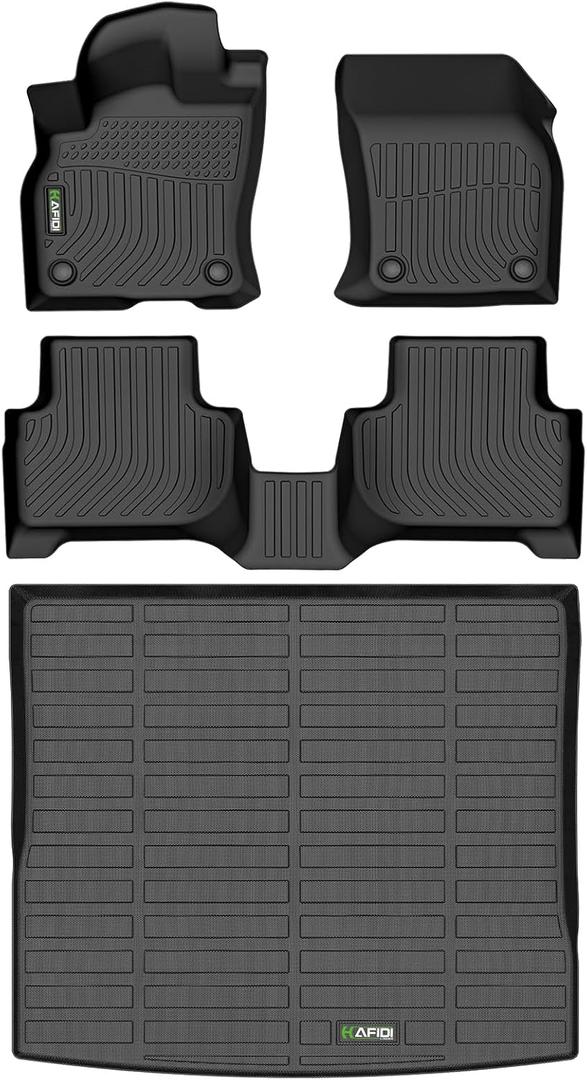 HAFIDI Floor Mats & Cargo Liner Set Fit for 2019-2025 Audi Q3 All Weather Protection TPE Anti-Slip Automotive Full Set Floor Liners Custom Accessories - Black