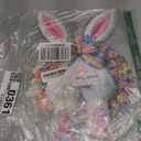 Easter Decoration Wooden Door Wreath for Front Door Sign Cute Bunny Wooden Door Hanger Rabbit Spring Decoration, Cute Bunny Flower Egg Welcome Hanging Sign for Outdoor Indoor Home Wall Decor