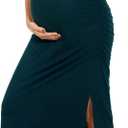 Smallshow Women's Split Long Maternity Dress Sleeveness Ruched Pregnancy Clothes 2XL