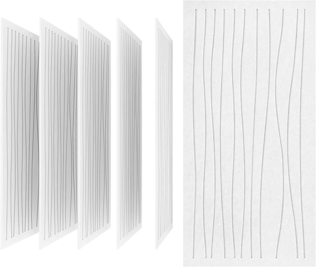 UMIACOUSTICS 6 PCS Acoustic Wall Panels,47.2 x 23.6 Inches Flame Retardant Sound Absorbing Panels,Decorative Sound Proof Panels in Art Curve Shaped White Color