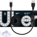 LED Light Signs for Car Windshield,Taxi Logo with Suction Cups, USB Type C Cable, Rideshare Sign for All Vehicles (White)