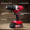 AVID POWER 20V Cordless Drill Set for Home DIY & Beginner Projects - Lightweight Power Drill with Battery Charger & 22 Bits, Variable Speed, 3/8" Keyless Chuck, Ideal for Furniture Assembly (Red)