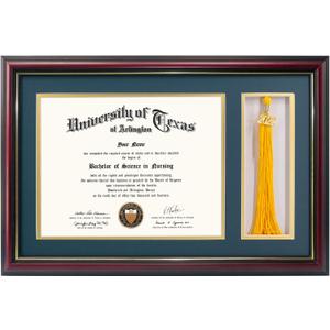 GraduationMall 11x17 Cherry Wood Diploma Frame with Tassel Holder for 8.5x11 Certificate Document,Real Glass,Navy Blue over Gold Mat GraduationMall 11x17 Cherry Wood Diploma Frame with Tassel Holder for 8.5x11 Certificate Document,Real Glass,Navy Blue over Gold Mat