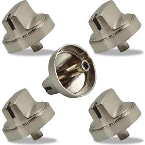 WB03X29300 Gas Stove Knobs, 5 Pack Silver Cooktop Knobs, Compatible with GE JGP3030SL1SS JGP3030SL2SS JGP3036SL1SS JGP3036SL2SS JGP3036SL3SS JGP3530SL1SS, Replace KIP 5T06 191D8446