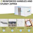 2 x 65L Freestanding Storage Bags, 3-Pack Waterproof Clothes Storage Bins Foldable Closet Organizers with 2 Durable Handles & Zipper for Blanket, Comforters, Bed Sheets, Pillows, Toys (White Print)