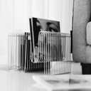 Modern Metal Magazine Rack, home decor accent，Silver Wire Book Organizer, 15.75x11.81x11.81 Inch, Decorative Storage Display Shelf for Living Room（M-shape）