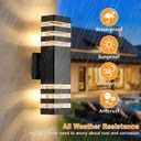 DASTOR 2 Pack Outdoor Wall Lights, Modern Outdoor Light Fixture Wall Mount Outside Lights for House, Waterproof Aluminum Up and Down Exterior Lights for Porch Patio Garage, 3 Layer-2 Pack
