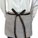 3 Pack Waist Apron with 3 Pockets, Stripes Half Apron, Waitress Apron with Pockets, Server Aprons kitchen aprons