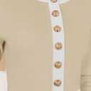 ZESICA Women's Fall Long Sleeve Bodycon Sweater Dress Crewneck Button Knit Color Block Party Mini Dresses (Beige, S)