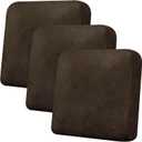 Couch Cushion Covers Leather-Look 3PC Stretch Extra Large Sofa Seat Slipcover Sets Individual Couch Seat Cushion Cover, Pet-Friendly, Non-Slip, Easy Fit - Dark Brown