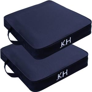 KIMI HOUSE 2 Pieces Black Indoor & Outdoor Chair Cushion, Boat Canoe Kayak Seat, Stadium Seating for Bleachers, Best for Camping, Bleachers, Sports Events