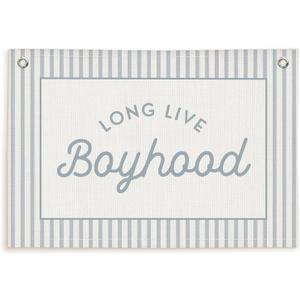 Lacama Long Live Boyhood Boys Room Decor, Boy Nursery Decor, Linen Banner Wall Hanging Canvas Banner Flag Decor for Toddler Boy Room Nursery 30x20 Inch