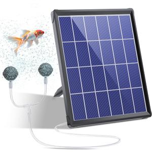 Biling Solar Pond Aerator with Battery Backup, Portable Design Solar Air Pump Pond Bubbler for Outdoor Fish Pond Stock Tank Aquarium (3W)